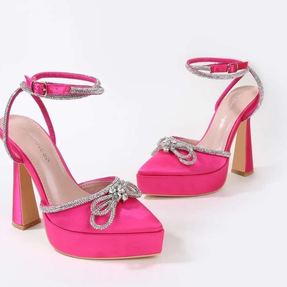 Women Wedding Heels Stiletto Ankle Strap Pointed Toe Heels Party High Heels 8